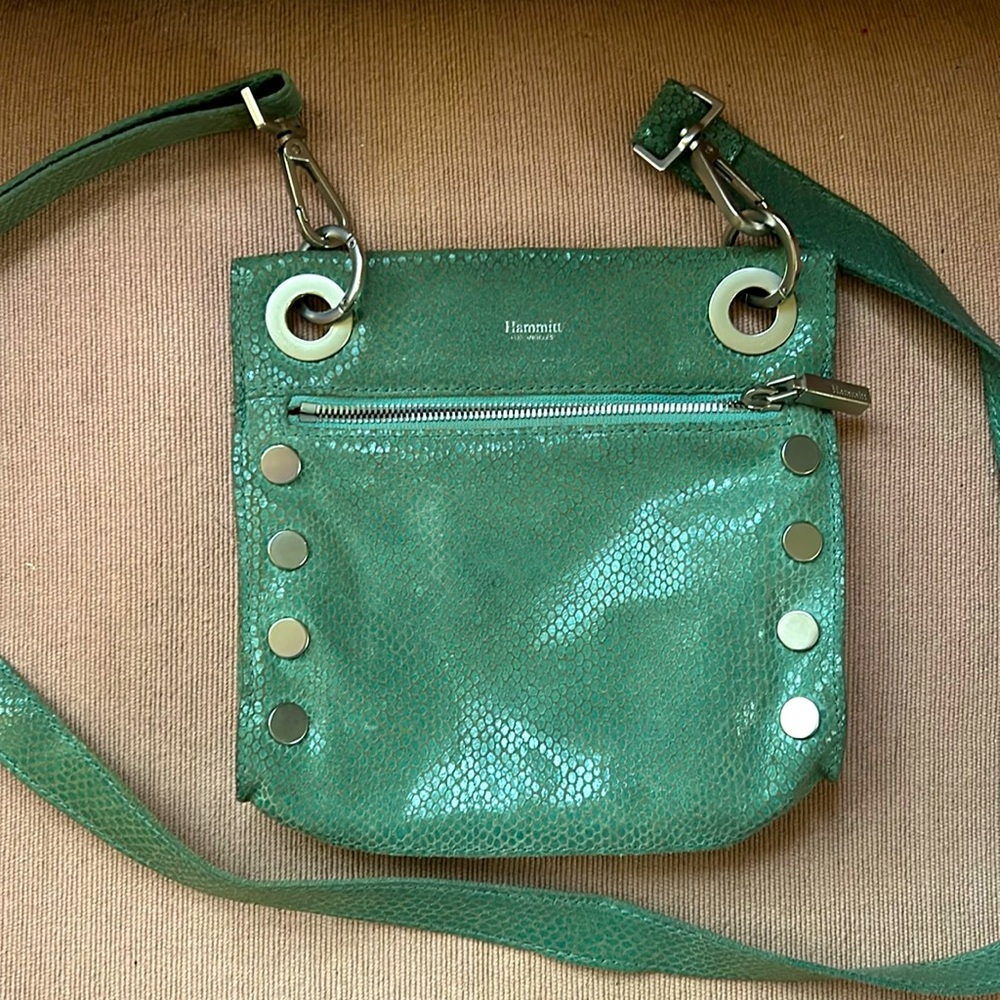 Hammitt - TONY SML Crossbody-  Green/red lining / Silver hardware
